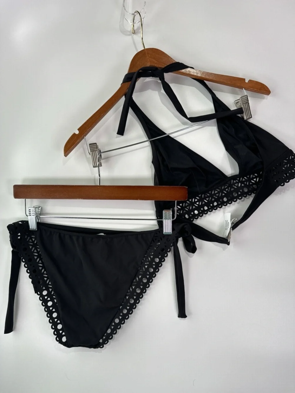 Lise Charmel Ajourage Couture Laser Cut Halter Bikini Set Black L